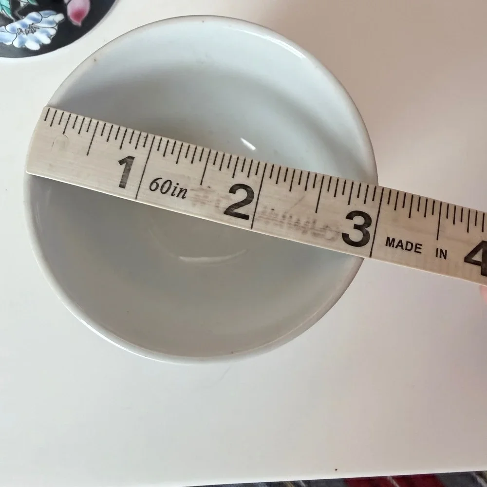 Jingdezhen Famille Noire Tea Cups - Set of 3 Hand-Painted Black Porcelain Floral